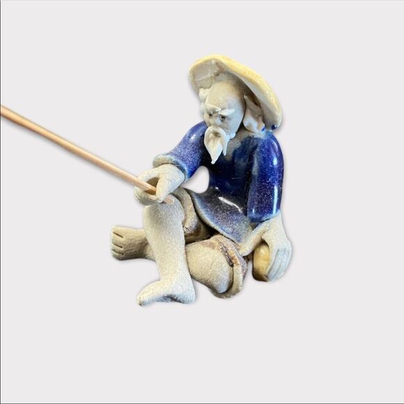 3/$15 Mini Clay Fisherman Figurine - Picture 2 of 4